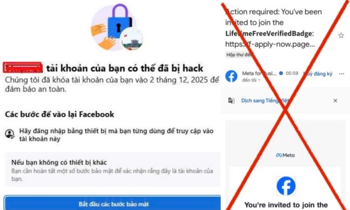 Cảnh báo thủ đoạn lừa đảo giả mạo thông báo của Meta, chiếm quyền kiểm soát tài khoản Facebook