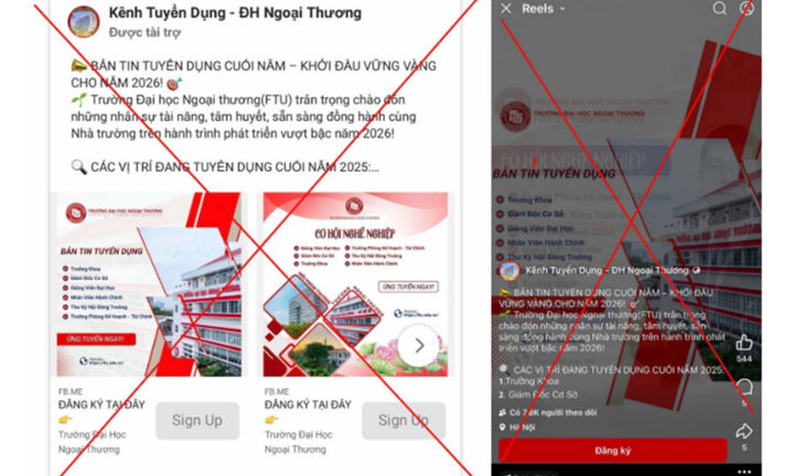 Đại học Ngoại thương phát cảnh báo về thủ đoạn giả mạo nhà trường