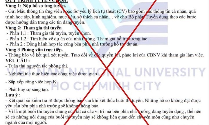 Đại học Quốc gia TP.HCM cảnh báo tình trạng mạo danh để tuyển cán bộ, kêu gọi từ thiện