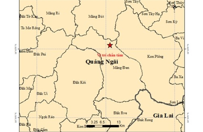 Động đất tại xã Măng Đen, tỉnh Quảng Ngãi