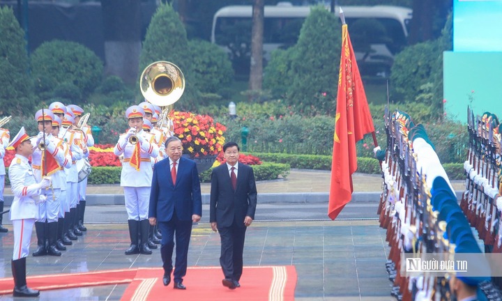 Tổng Bí thư Tô Lâm chủ trì lễ đón trọng thể Tổng Bí thư, Chủ tịch nước Lào