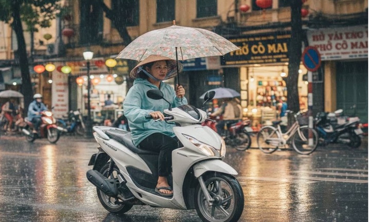 Cầm ô khi đi xe máy bị xử phạt thế nào?