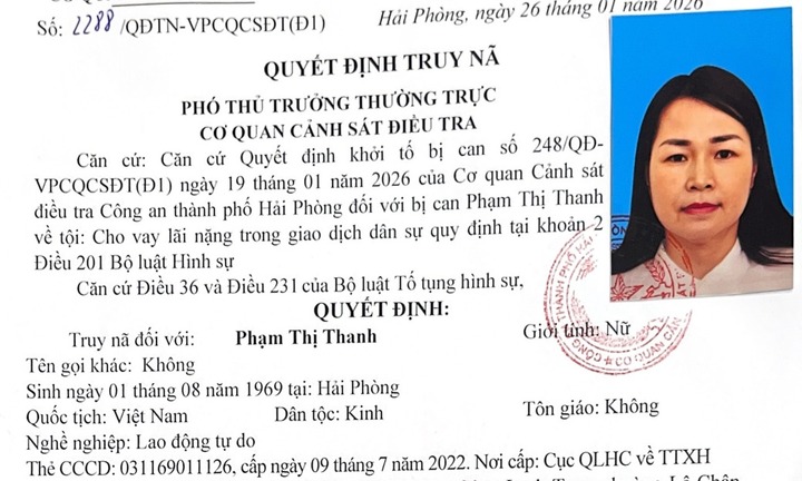 Công an Hải phòng truy nã 