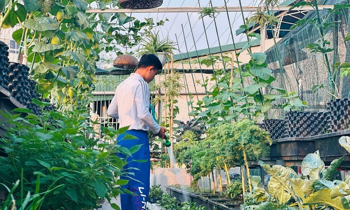 Chàng trai Hà Nội biến sân thượng 200m2 thành 