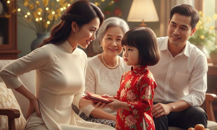Con gái 6 tuổi nhận lì xì Tết liền đưa cho mẹ, nói một câu khiến ai nấy ngỡ ngàng