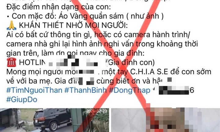 Công an bác tin cháu bé 2 tuổi ở Đồng Tháp bị bắt cóc, xác định tài khoản đăng tải thông tin là ảo