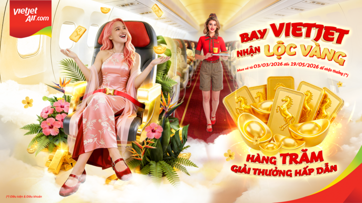 Bay Vietjet đầu năm, rước lộc vàng may mắn