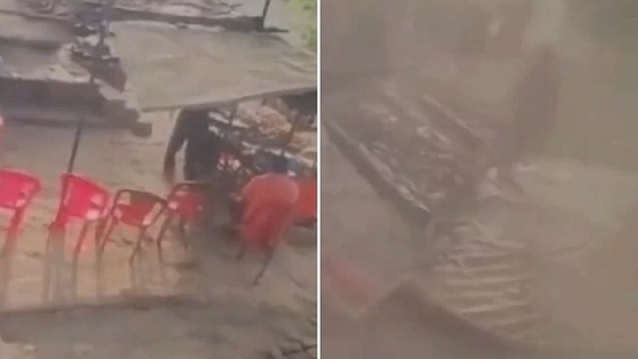 Clip: Xe tải chở vật liệu lật đè nhóm người ven đường, 2 người tử vong