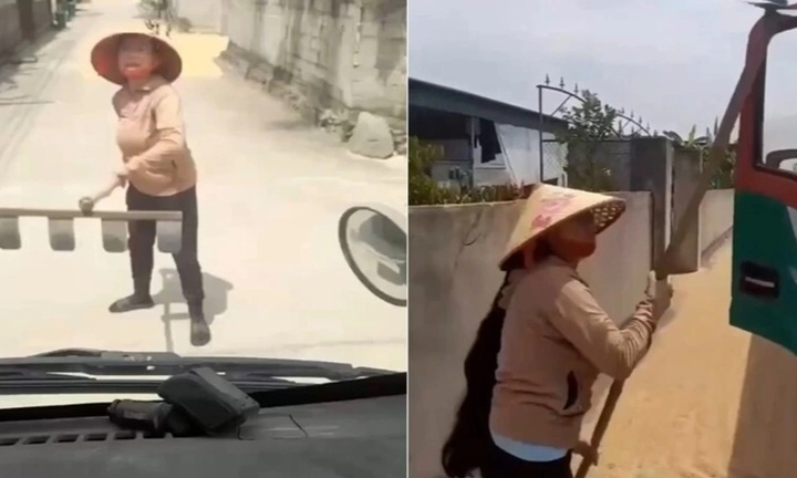 Công an làm việc với người phụ nữ phơi lúa giữa đường, đòi tấn công tài xế