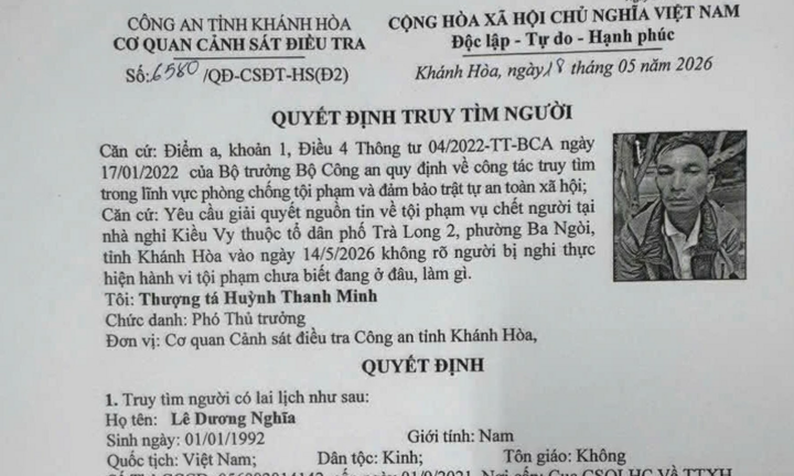 Vụ người phụ nữ tử vong bất thường tại nhà nghỉ ở Khánh Hòa: Danh tính người đàn ông bị truy tìm