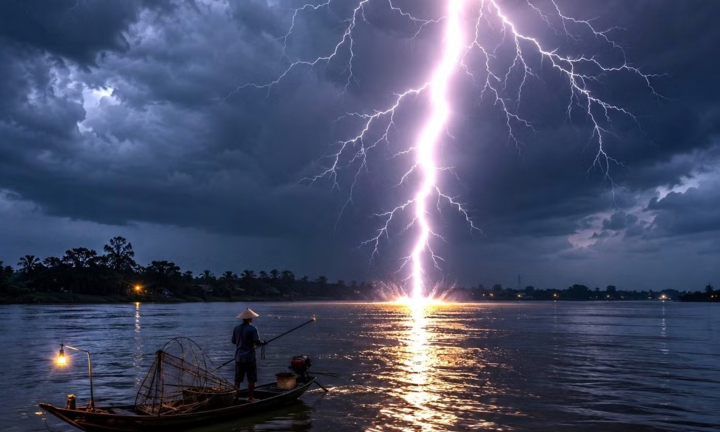 Thương tâm: Người đàn ông bị sét đánh rơi xuống sông tử vong
