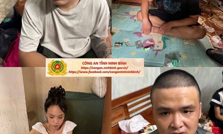 Bắt quả tang 4 đối tượng tổ chức sử dụng trái phép chất ma túy ở Ninh Bình