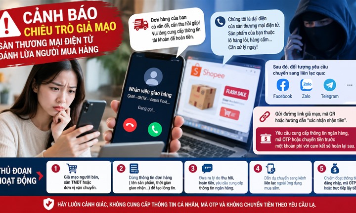 Cảnh báo chiêu trò giả mạo sàn thương mại điện tử đánh lừa người mua hàng