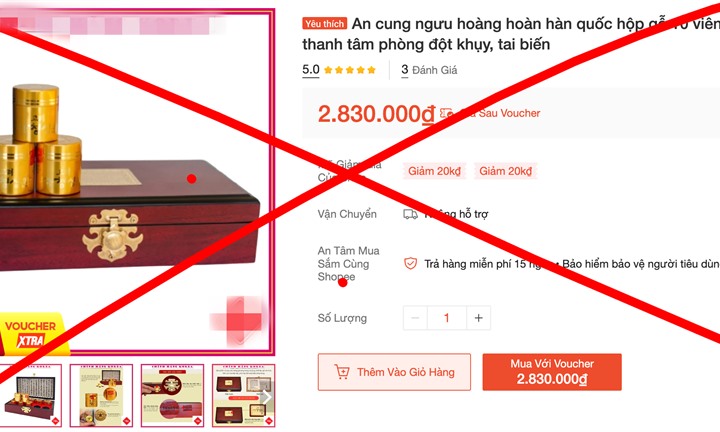 Bộ Y tế yêu cầu Shopee rà soát, gỡ sản phẩm An cung ngưu hoàng hoàn chưa được cấp phép
