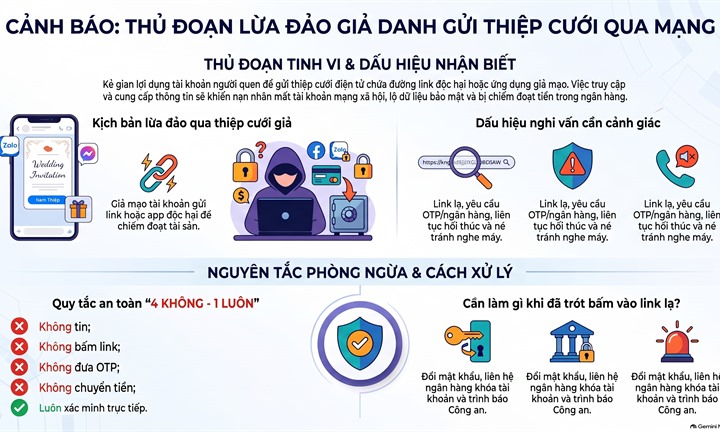 Cảnh giác chiêu trò gắn link độc hại trong thiệp mời đám cưới qua Facebook, Zalo