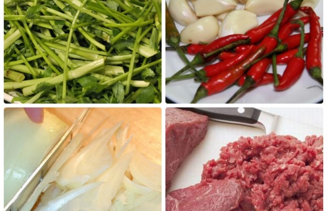 Ngon cơm ngày mưa với món rau cần xào thịt bò