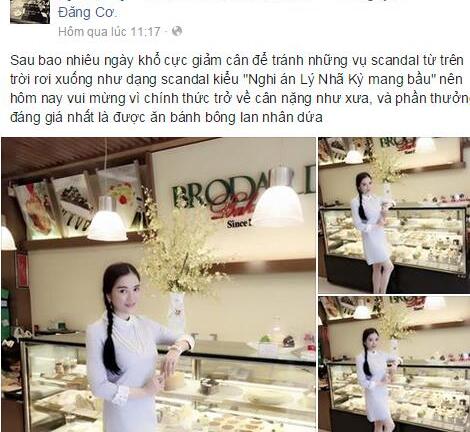 Lý Nhã Kỳ tung ảnh thon gọn khẳng định mình không mang bầu