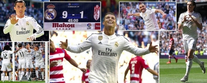 Real Madrid 9-1 Granada: Mình Ronaldo ghi 5 bàn