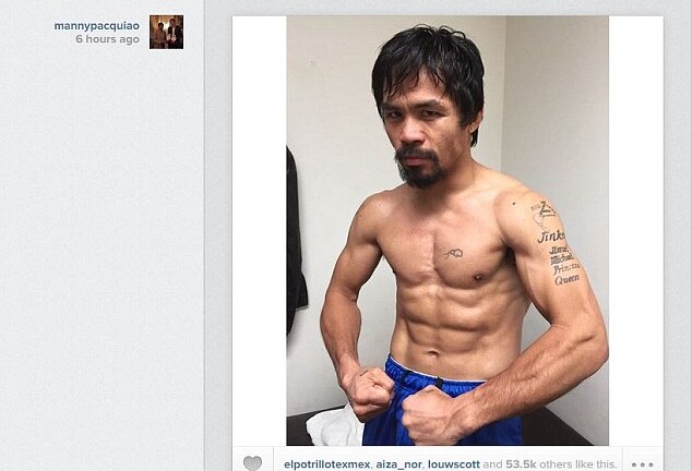 Pacquiao và Mayweather đọ cơ bắp trước màn so găng bạc tỉ