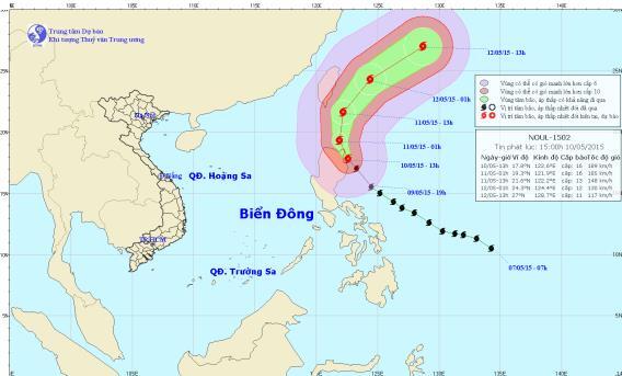 Bão Noul tiếp tục mạnh lên và đạt cấp siêu bão