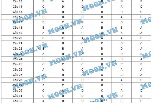 Đáp án môn Sinh học mã đề 483 tốt nghiệp THPT quốc gia năm 2015