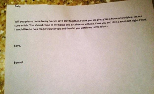 Bức thư tình dễ thương của cậu bé ung thư 4 tuổi