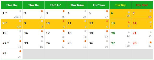 Dự kiến lịch nghỉ Tết Nguyên đán Bính Thân 2016