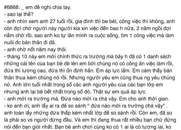 Yêu nhau 7 năm, nhất quyết chia tay vì bạn trai 