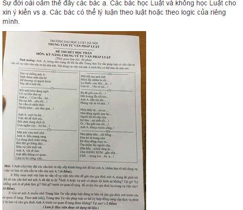 Dân mạng tranh cãi đề thi Luật bằng thơ