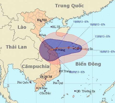 Bão số 8 đang hướng thẳng vào miền Trung