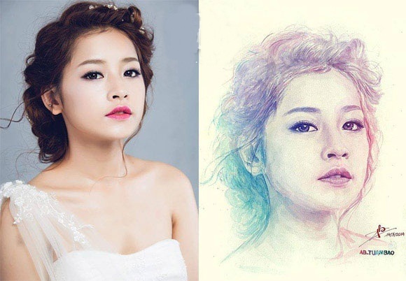 Nghệ sĩ màu nước thổi hồn vào mắt Chi Pu