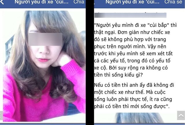 Cô nàng “yêu là phải có xe đẹp” bị dân mạng “ném đá” tơi tả