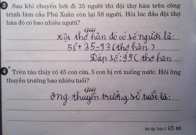 Bài Toán lớp 2 khiến người lớn chào thua