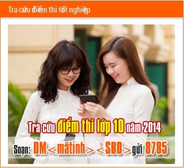 Đăng ký nhận điểm thi lớp 10 năm 2014