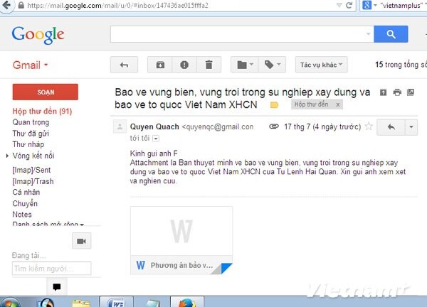 Lợi dụng căng thẳng ở Biển Đông để gửi email phát tán virus