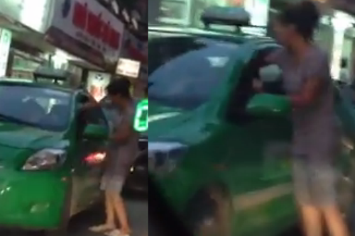 Clip: Người đàn bà đánh nhau với lái xe taxi gây tắc đường