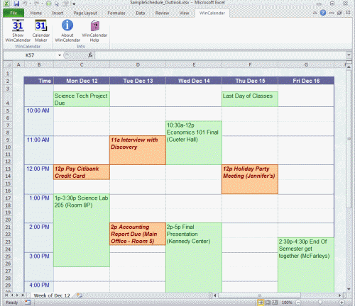 Lên lịch dạy và học bằng Word, Excel