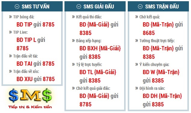 Thuê đầu số SMS thông tin bóng đá với SMS.vn