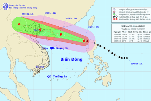 Tin bão sáng 15/9: Bão Kalmaegi mạnh và di chuyển rất nhanh