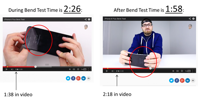 Clip bẻ cong iPhone 6 Plus bị nghi có sự dàn dựng