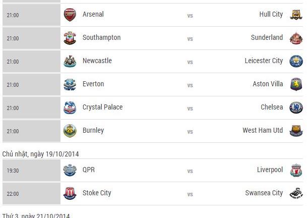Báo bóng đá, lịch thi đấu, kết quả bóng đá 13/10-19/10