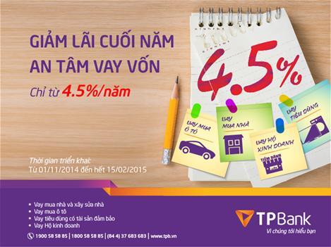Giảm lãi cuối năm – An tâm vay vốn” với lãi suất 4,5\%/năm