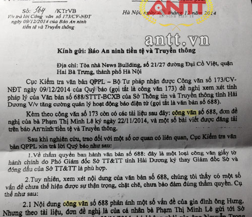 Bộ Tư pháp nói gì về văn bản sai sự thật của Sở TTTT Hải Dương?