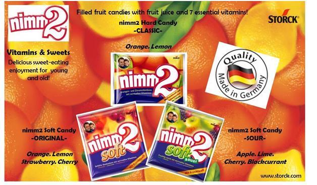 Hương vị trái cây kép trong kẹo Nimm2.