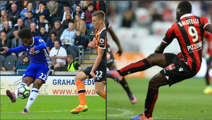 Willian và Balotelli cùng lập siêu phẩm giống nhau đến ngỡ ngàng