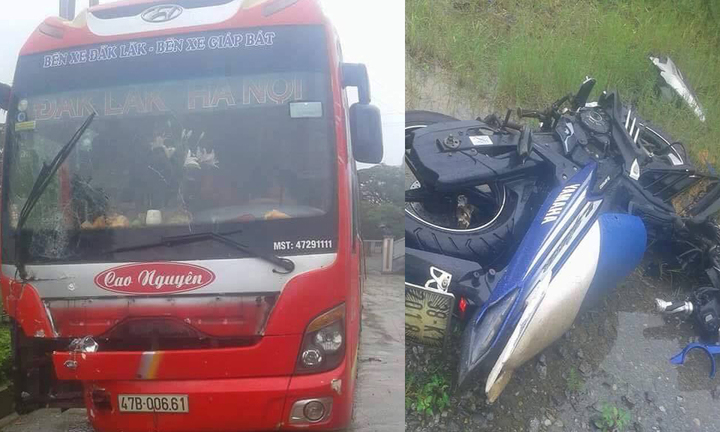 Xe máy đối đầu xe khách, 3 người tử vong