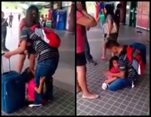 Cảm động với hình ảnh em bé gào khóc tiễn bố đi xuất khẩu lao động