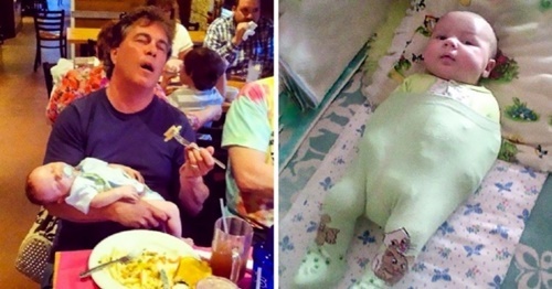 Những hình ảnh ngộ nghĩnh khi các bậc cha mẹ chăm sóc con nhỏ