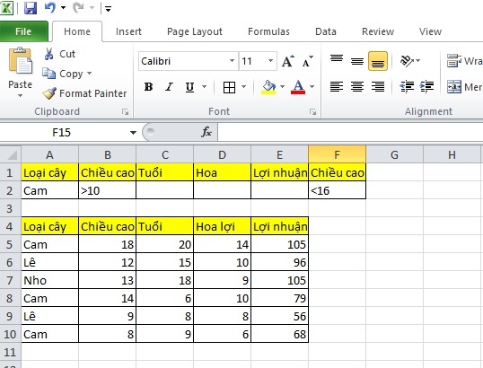 Cách dùng hàm dsum trong excel