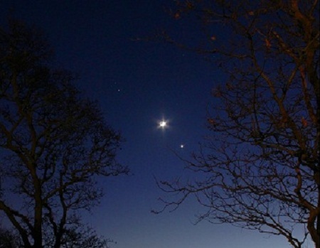 Sao Hỏa, Mặt Trăng và sao Kim xếp thẳng hàng trên bầu trời Anh